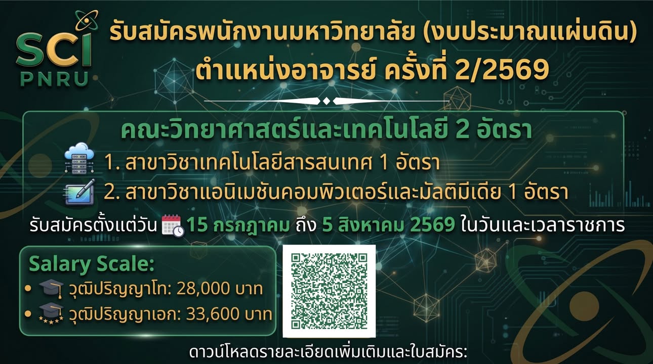 ประกาศมหาวิทยาลัยราชภัฏพระนคร เรื่อง รับสมัครสอบแข่งขันเพื่อบรรจุและแต่งตั้งบุคคลเข้าเป็นพนักงานมหาวิทยาลัย (เงินงบประมา