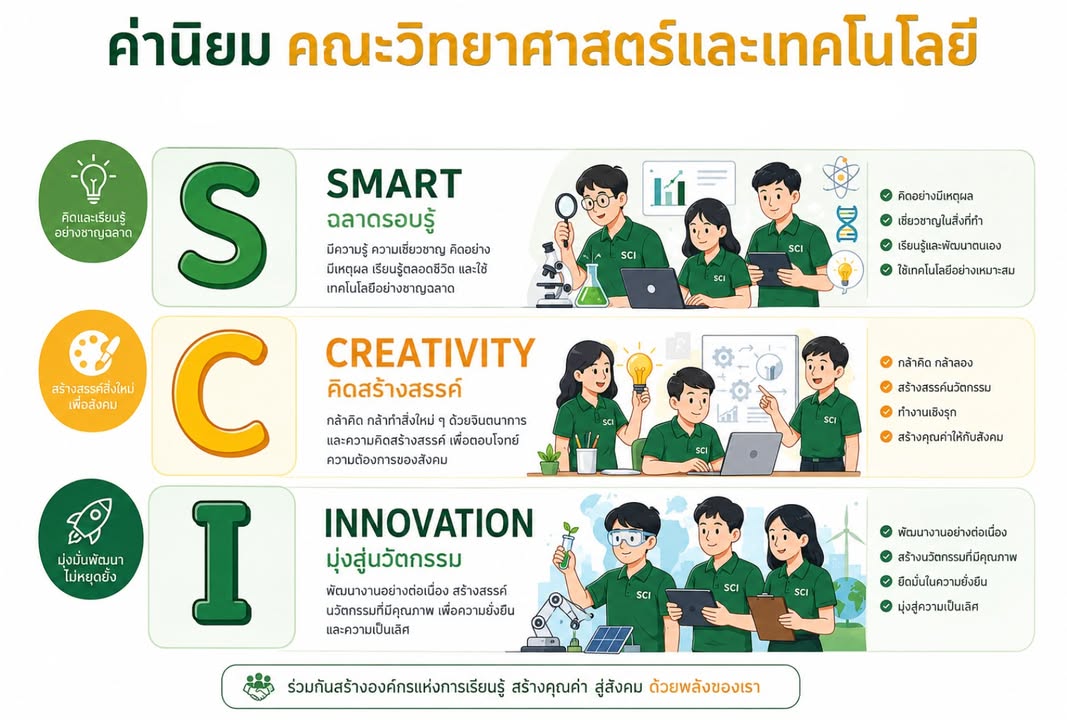 ค่านิยมคณะวิทยาศาสตร์และเทคโนโลยี